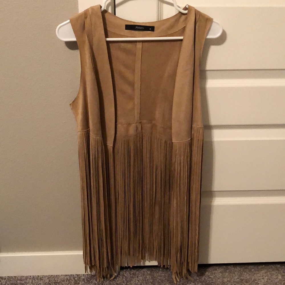 Tan fringe vest/cover